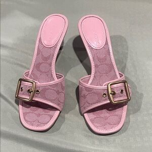 Coach Pink Buckle Mules
